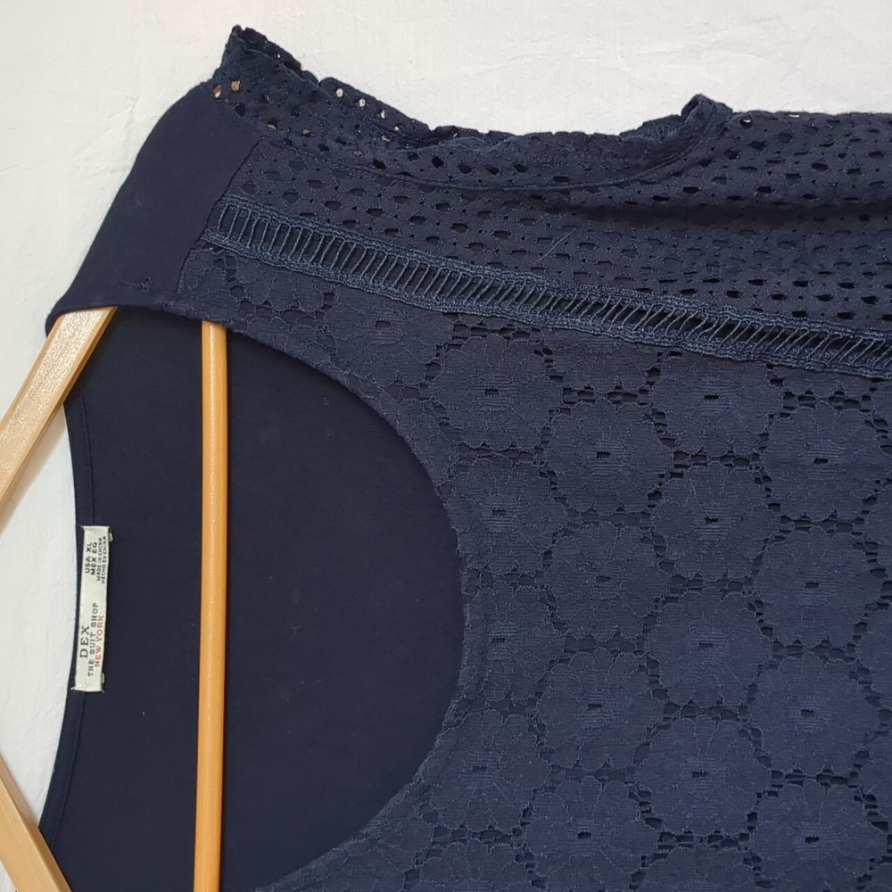 Dex top sleeveless Navy Blue Eyelet XL - Picture 2 of 8